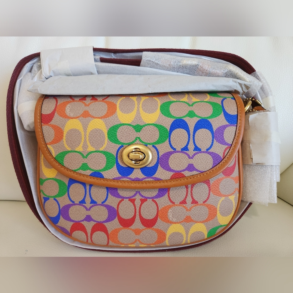 COACH Saddlebag in Rainbow Signature Canvas (Retail bag, Not from Outlet)